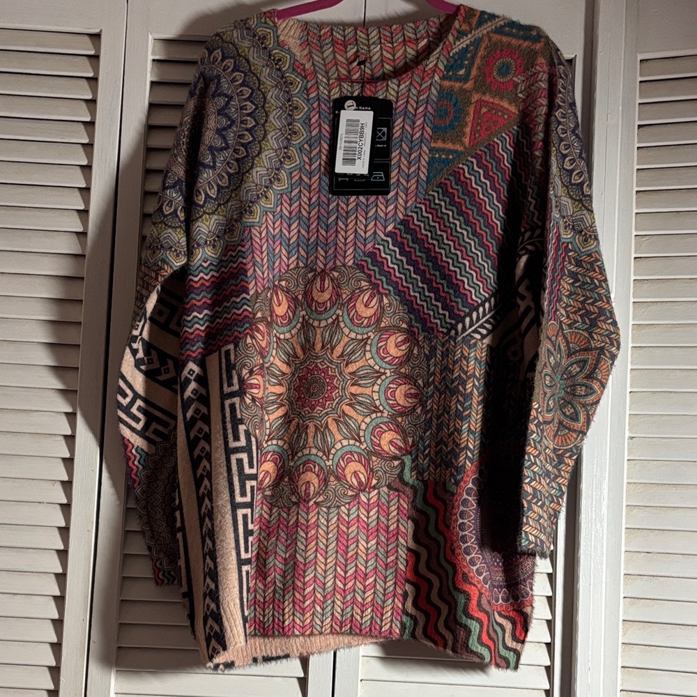 Nwt Colorful Patterned Sweater - image 1